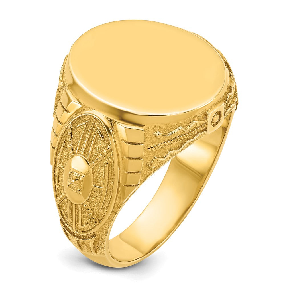 14k Yellow Gold 18.5x15.75mm Men's Round Signet Ring