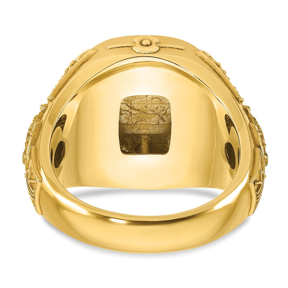 14k Yellow Gold 16.5x14.8mm Men's Cushion Signet Ring