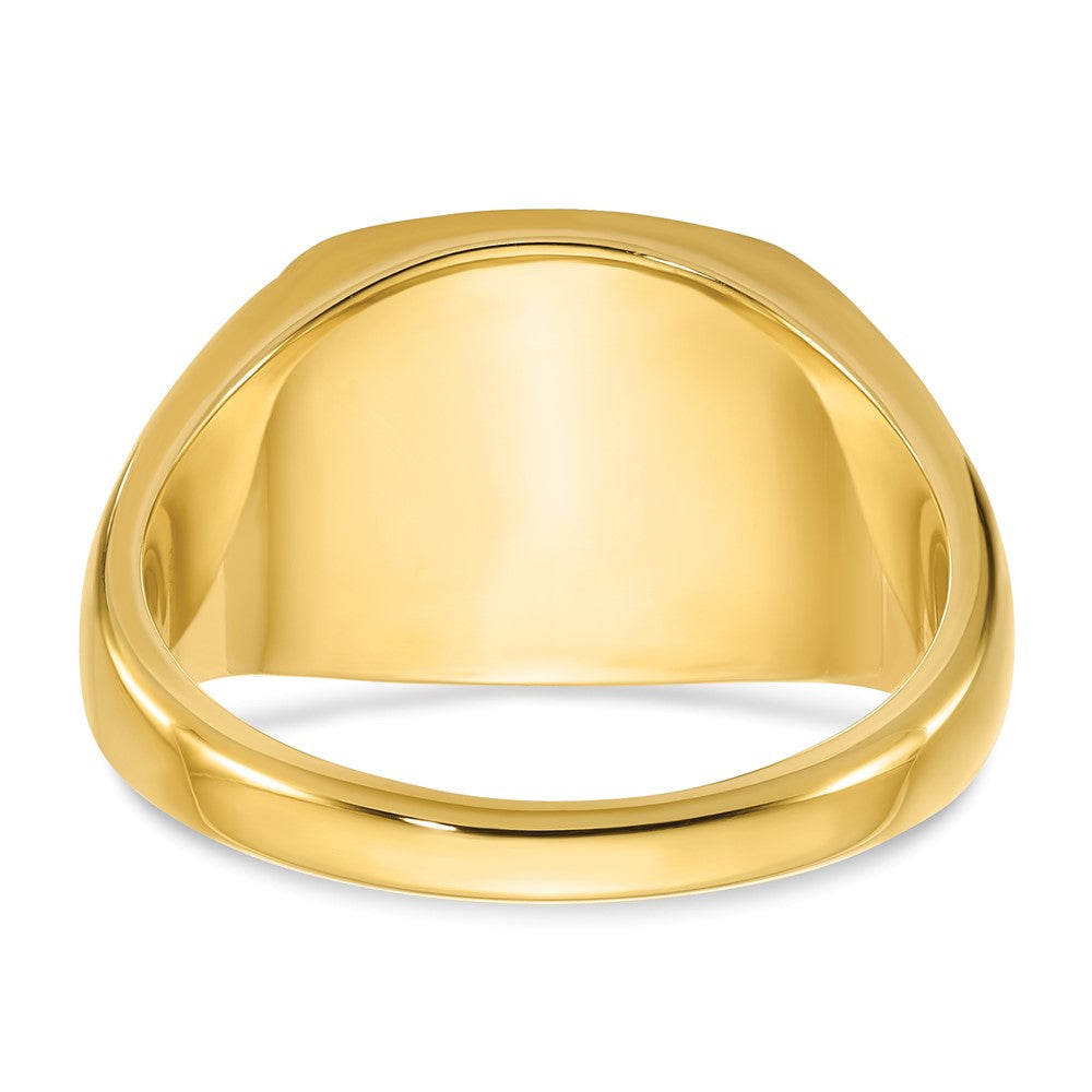 14k Yellow Gold 14x14mm Men's Cushion Signet Ring