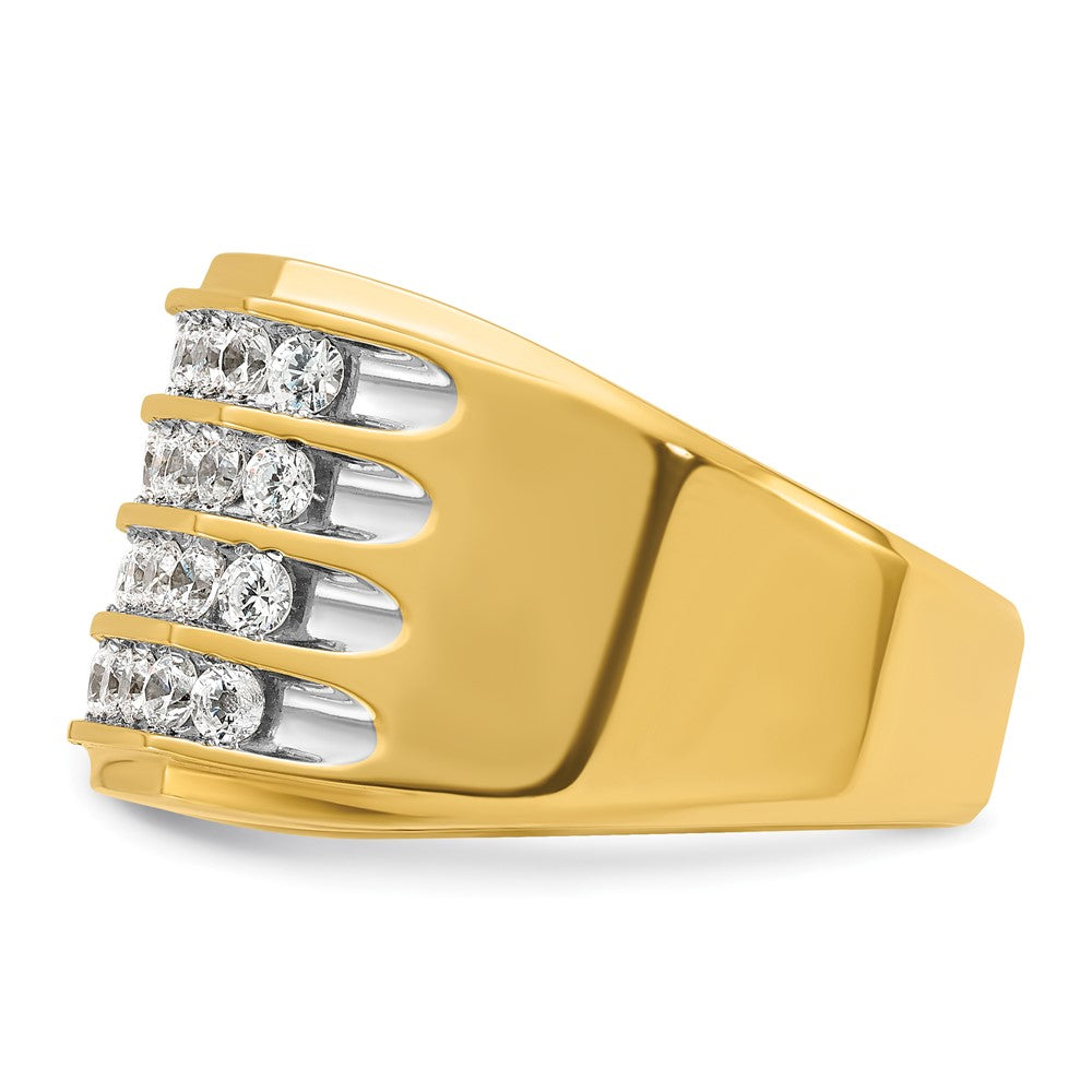 14k Yellow & Rhodium Gold Men's Four-row 1.5 carat Diamond Complete Ring