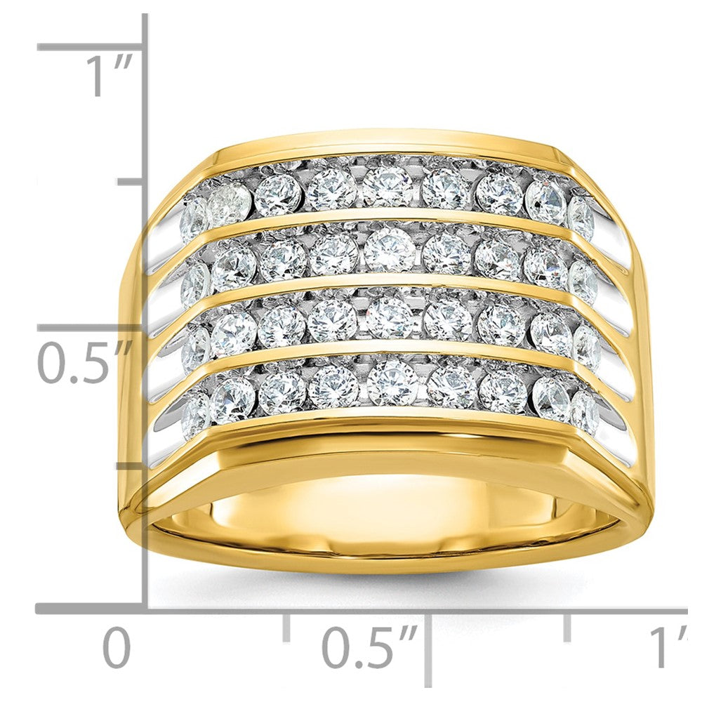 14k Yellow & Rhodium Gold Men's Four-row 1.5 carat Diamond Complete Ring