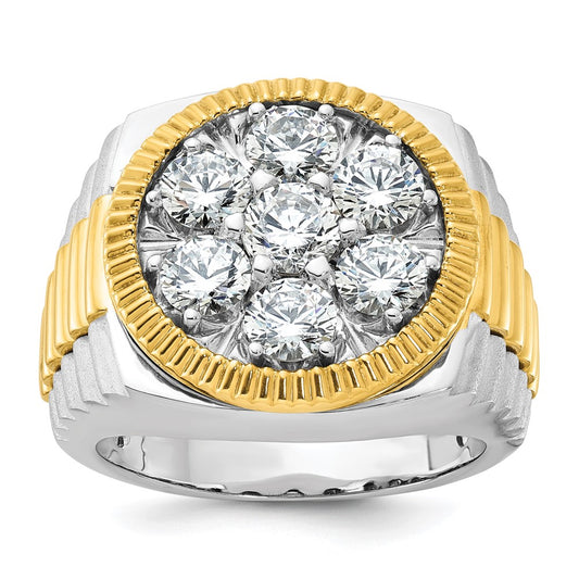 14k Two-tone Gold Men's 3 carat Diamond Complete Ring