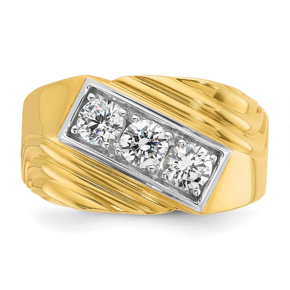 14k Yellow & Rhodium Gold with White Rhodium Men's 1 carat Diamond Complete Ring