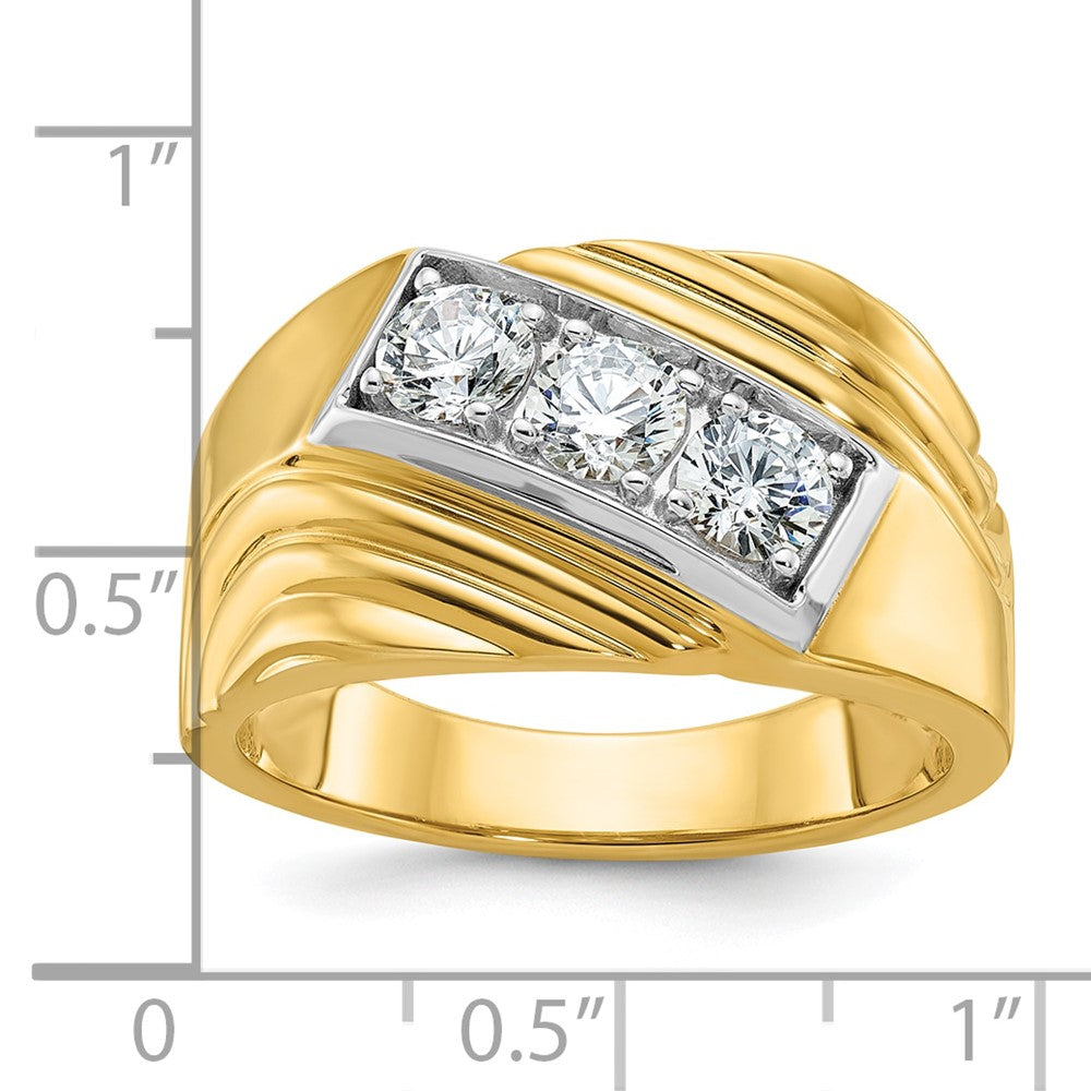 14k Yellow & Rhodium Gold with White Rhodium Men's 1 carat Diamond Complete Ring