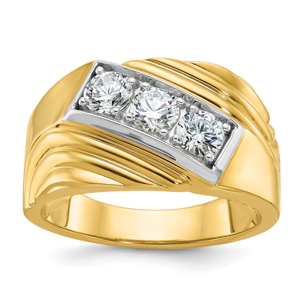 14k Yellow & Rhodium Gold with White Rhodium Men's 1 carat Diamond Complete Ring