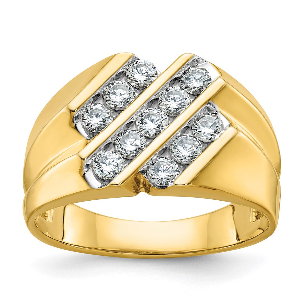 14k Yellow Gold Men's 3/4 carat Diamond Complete Ring