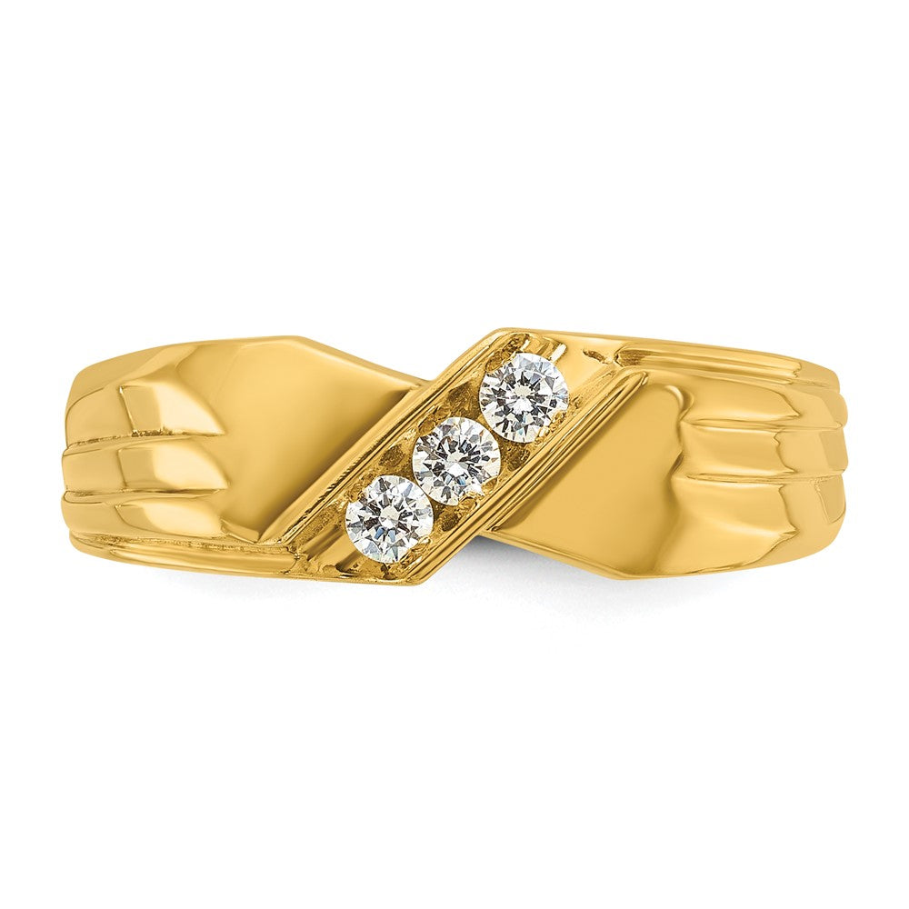 14k Yellow Gold Men's 1/5 carat Diamond Complete Ring