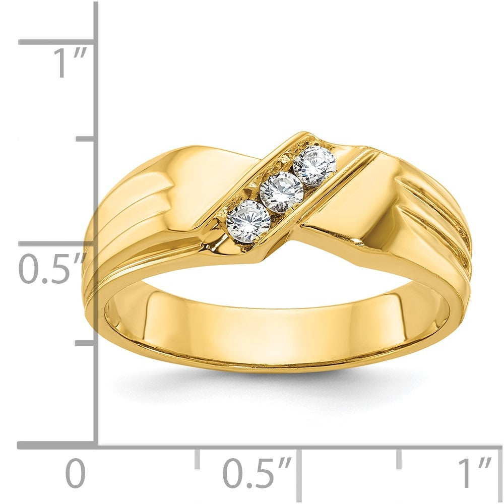 14k Yellow Gold Men's 1/5 carat Diamond Complete Ring