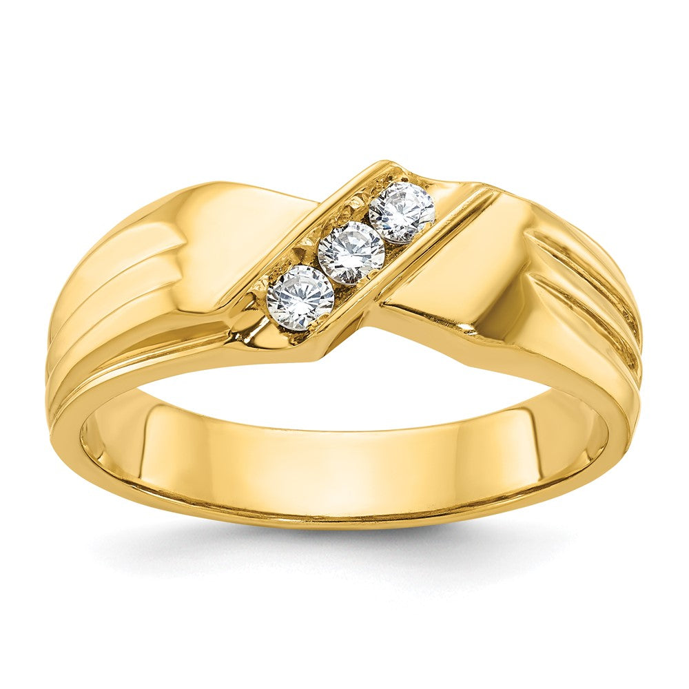 14k Yellow Gold Men's 1/5 carat Diamond Complete Ring