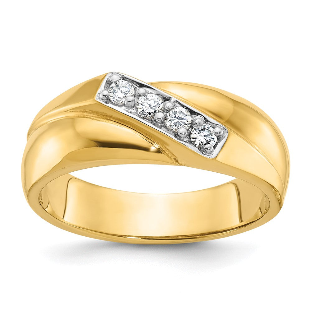 14k Yellow Gold Men's 1/5 carat Diamond Complete Ring