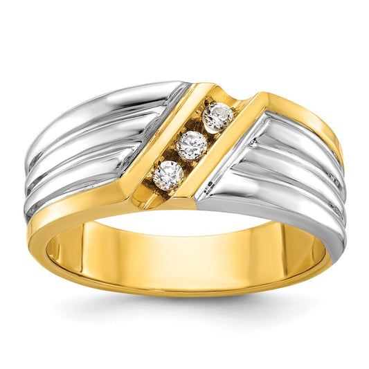 14k Two-tone Gold Men's 1/6 carat Diamond Complete Ring