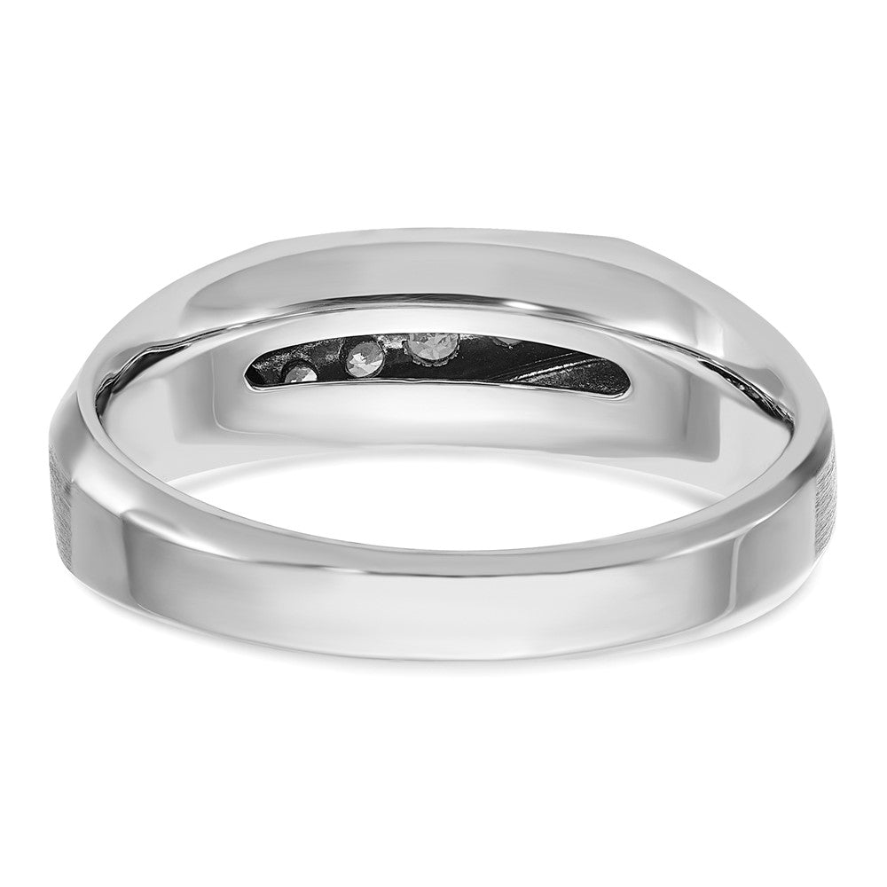 14k White Gold Men's Polished and Satin 1/4 carat Diamond Complete Ring