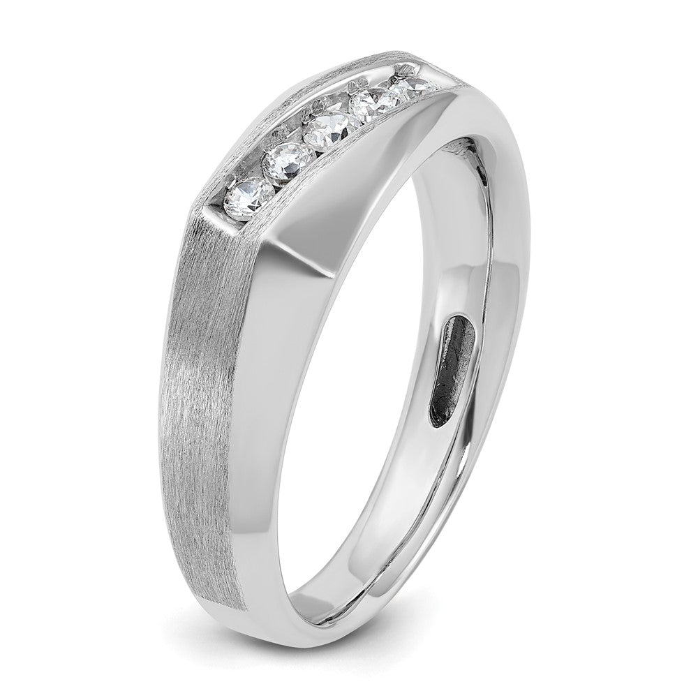 14k White Gold Men's Polished and Satin 1/4 carat Diamond Complete Ring