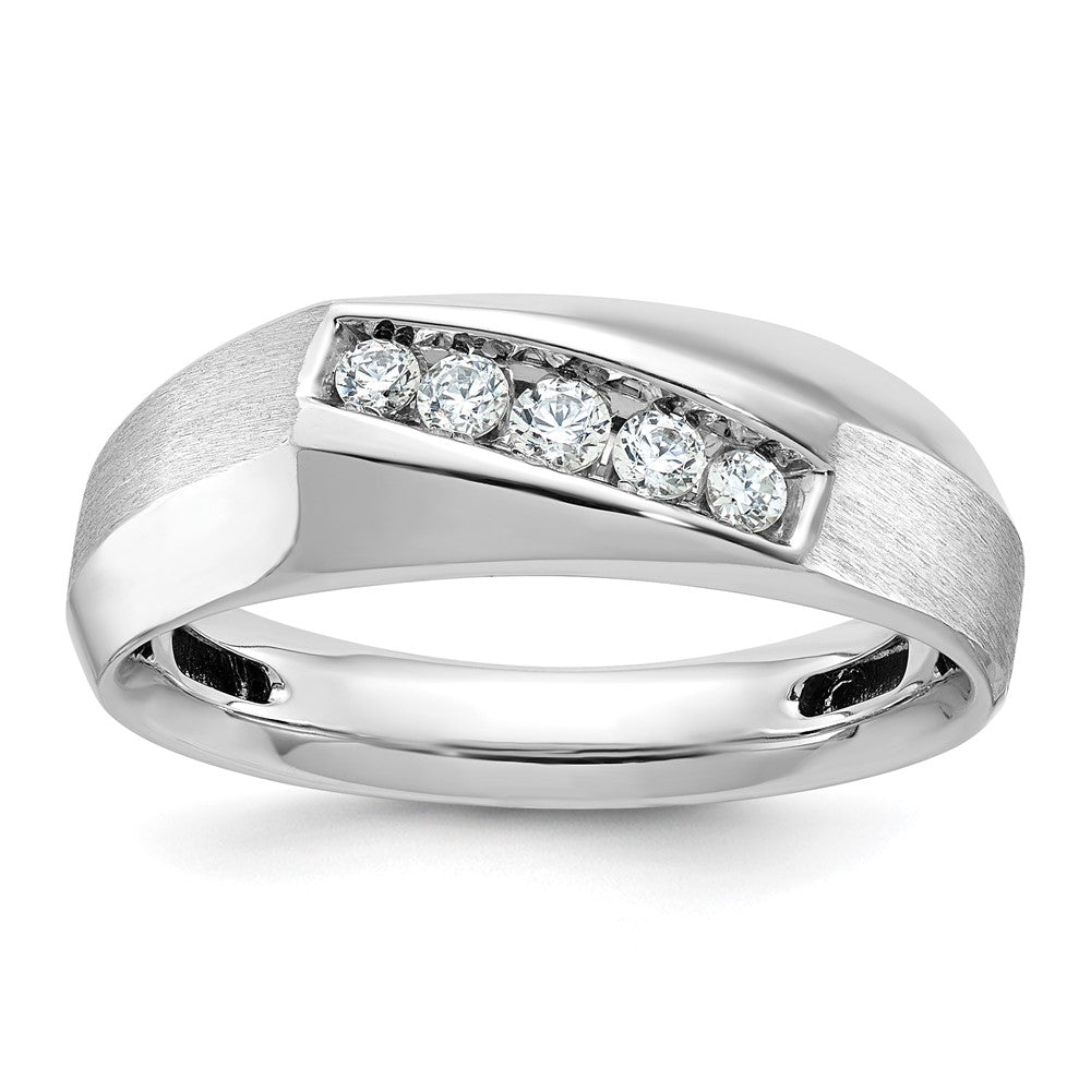 14k White Gold Men's Polished and Satin 1/4 carat Diamond Complete Ring