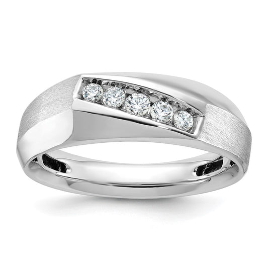 14k White Gold Men's Polished and Satin 1/4 carat Diamond Complete Ring