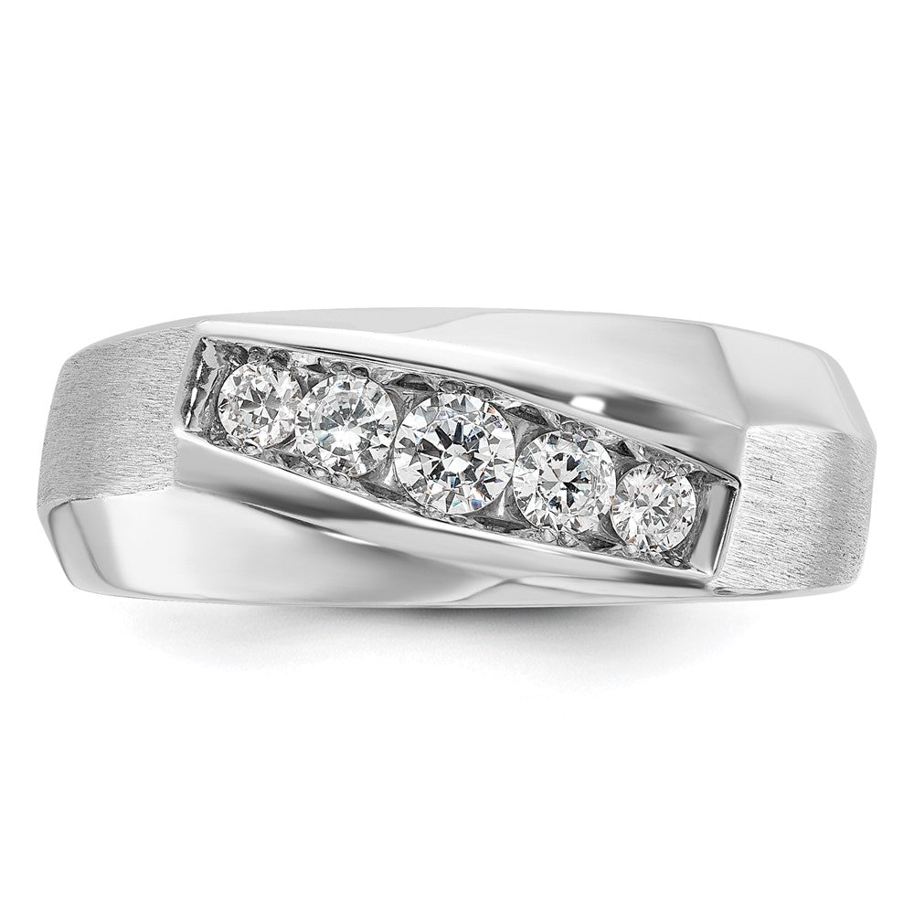 14k White Gold Men's Polished and Satin 1/2 carat Diamond Complete Ring