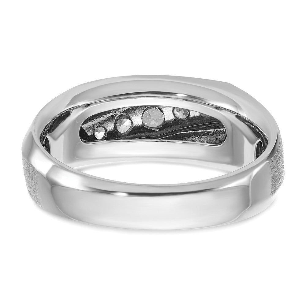 14k White Gold Men's Polished and Satin 1/2 carat Diamond Complete Ring