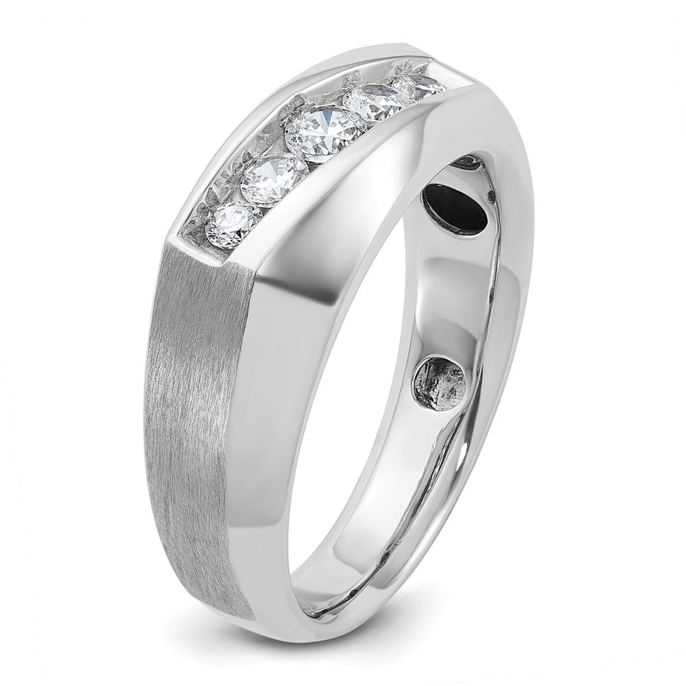 14k White Gold Men's Polished and Satin 1/2 carat Diamond Complete Ring