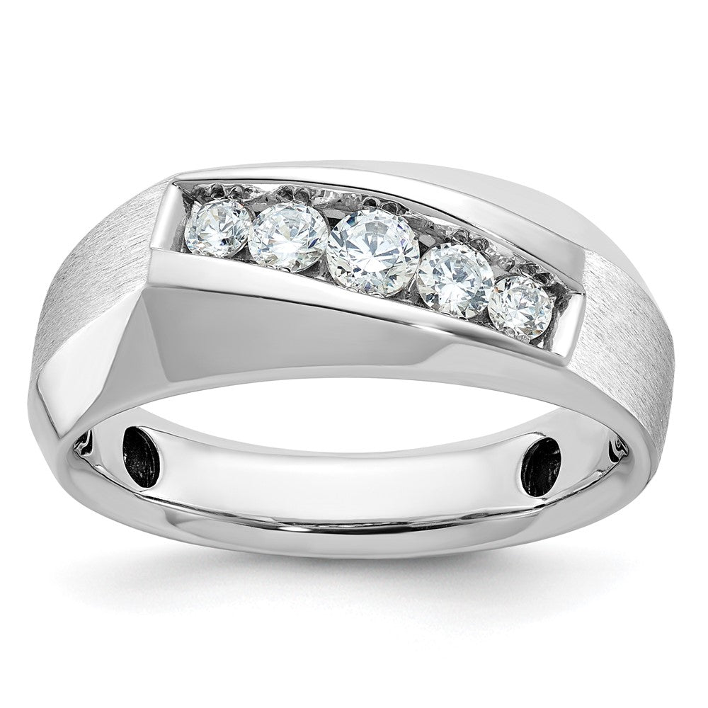 14k White Gold Men's Polished and Satin 1/2 carat Diamond Complete Ring