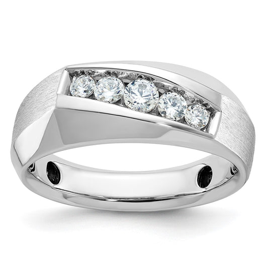 14k White Gold Men's Polished and Satin 1/2 carat Diamond Complete Ring