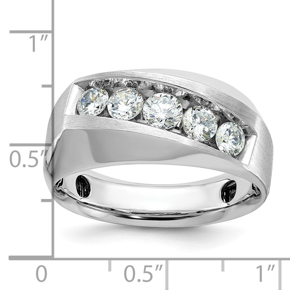 14k White Gold Men's Polished and Satin 1 carat Diamond Complete Ring