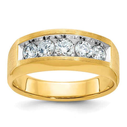 14k Yellow Gold Men's Satin Finish 1 carat Diamond Complete Ring