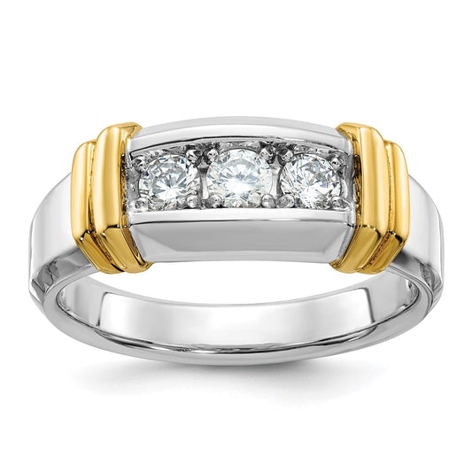 14k Two-tone Gold Men's 1/2 carat Diamond Complete Ring