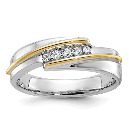 14k Two-tone Gold Men's 1/6 carat Diamond Complete Ring