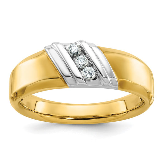 14k Two-tone Gold Men's 1/6 carat Diamond Complete Ring