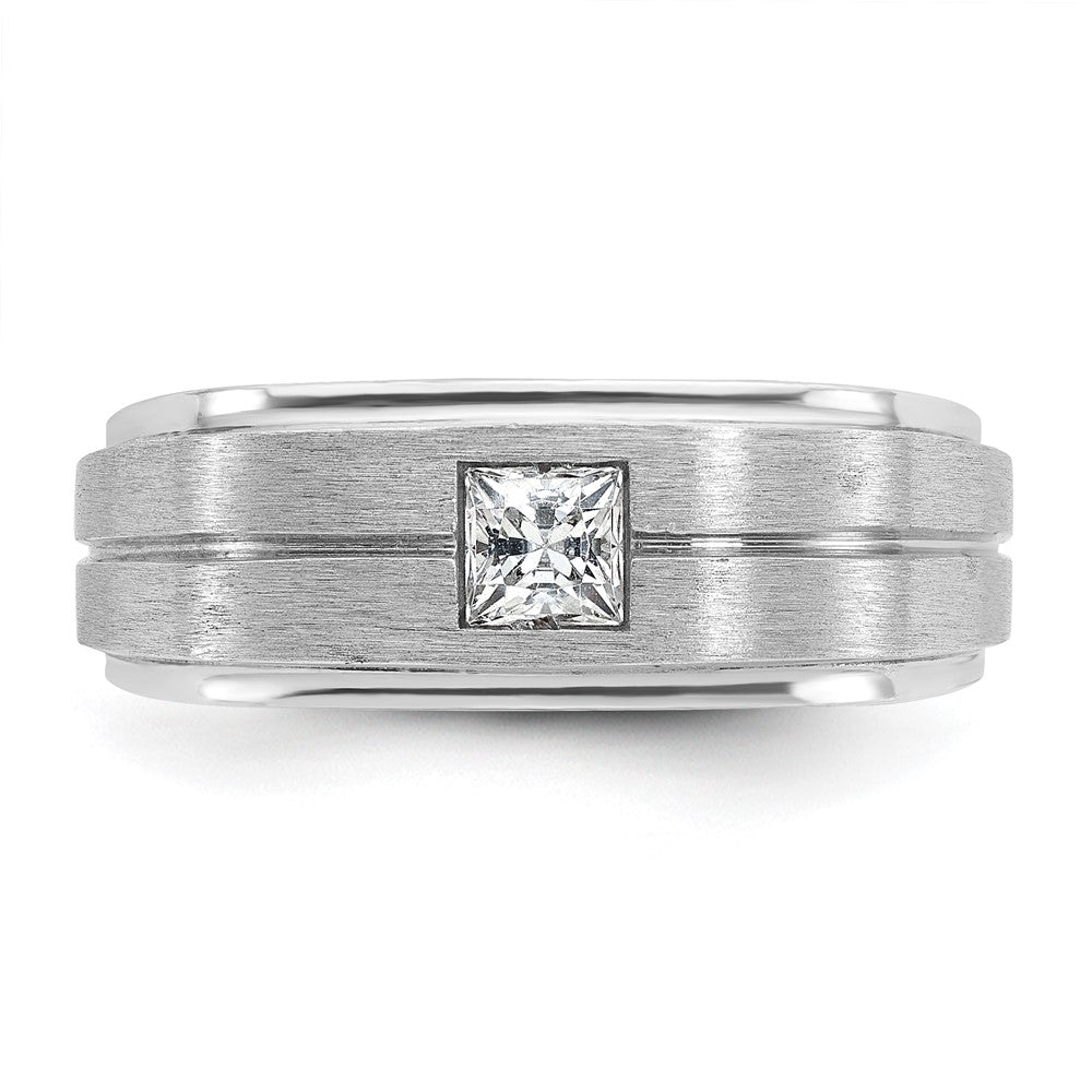 14k White Gold Men's Polished and Satin 3/8 carat Diamond Complete Ring