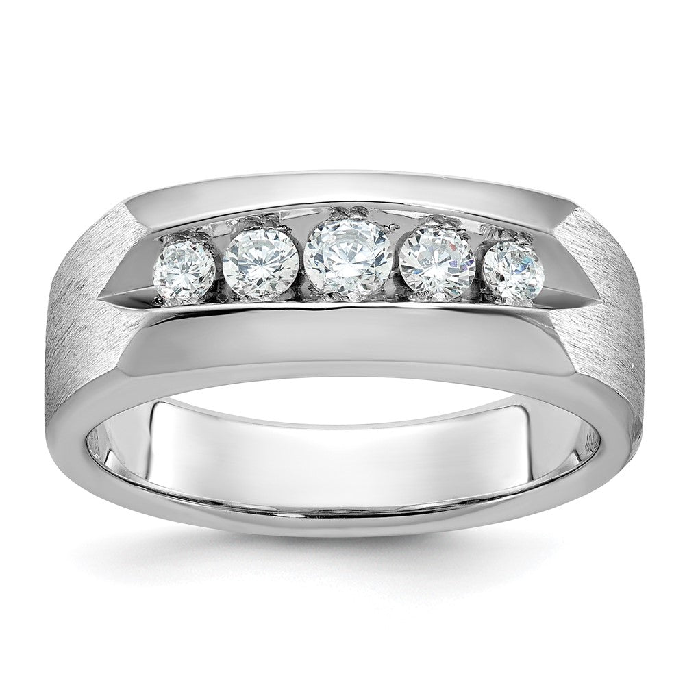 14k White Gold Men's Polished and Satin 1/2 carat Diamond Complete Ring