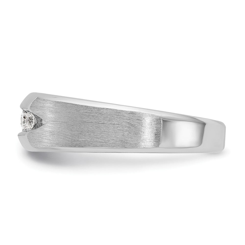 14k White Gold Men's Polished and Satin 1/4 carat Diamond Complete Ring