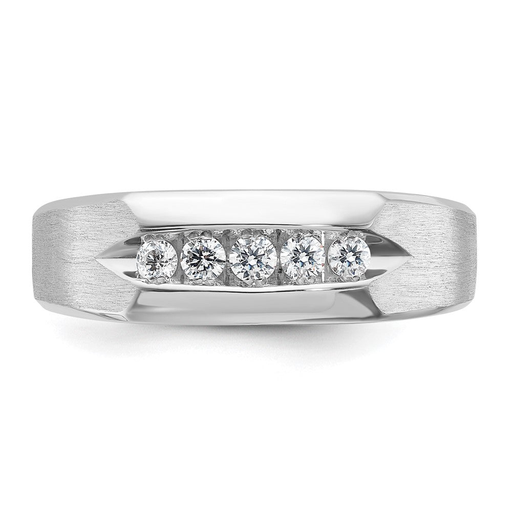 14k White Gold Men's Polished and Satin 1/4 carat Diamond Complete Ring