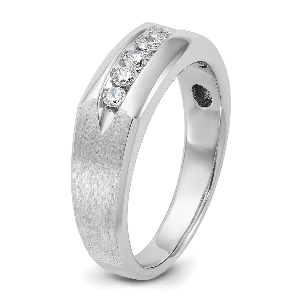 14k White Gold Men's Polished and Satin 1/4 carat Diamond Complete Ring