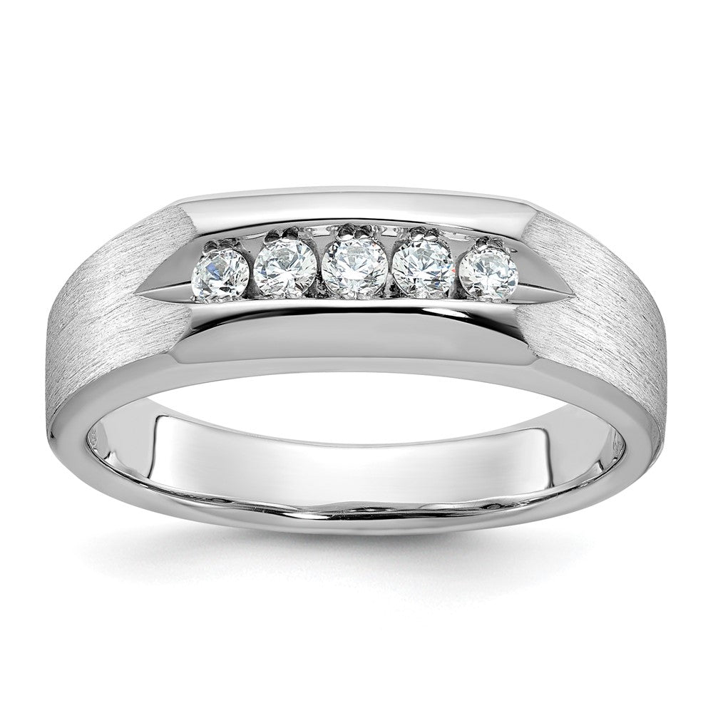 14k White Gold Men's Polished and Satin 1/4 carat Diamond Complete Ring