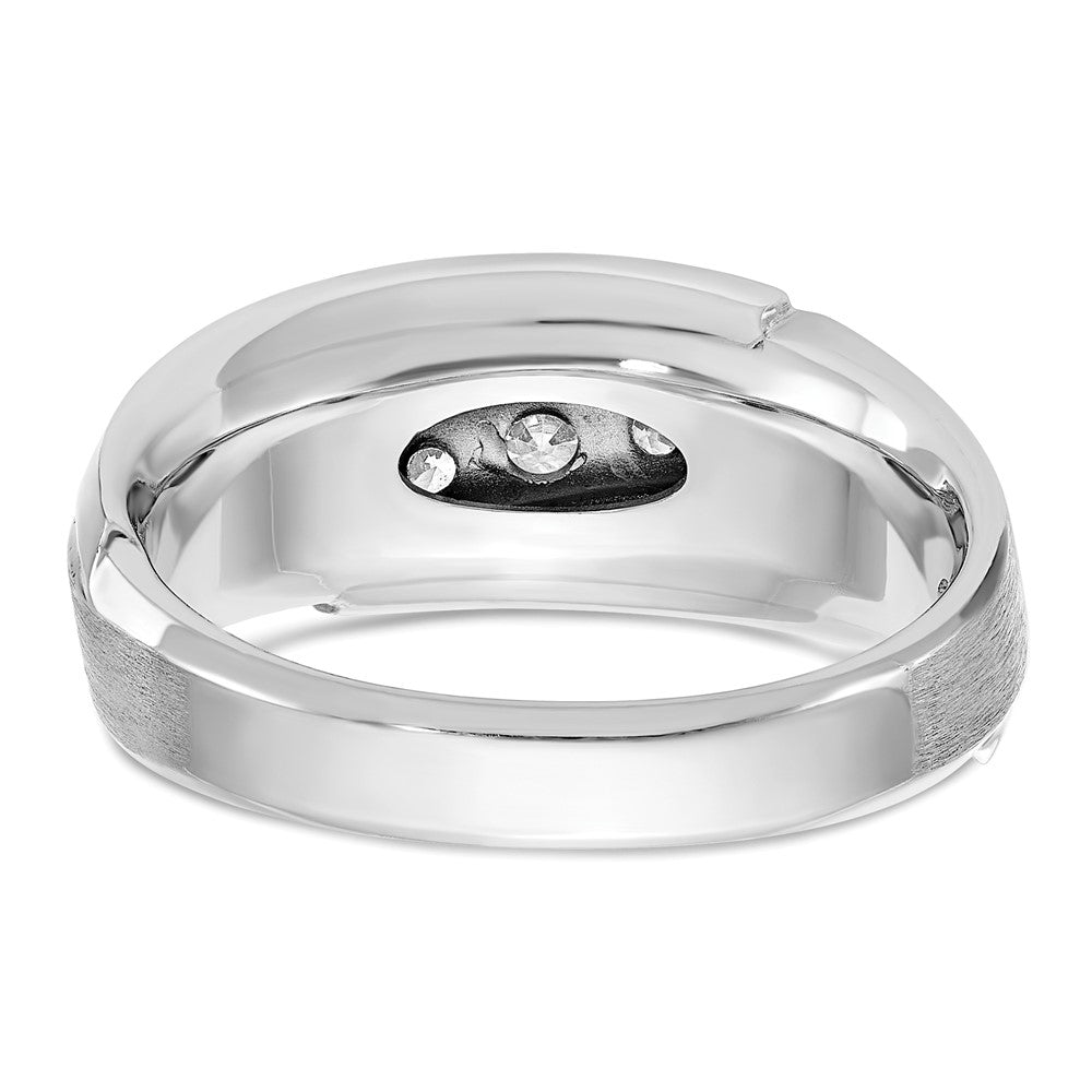 14k White Gold Men's Polished and Satin 1/2 carat Diamond Complete Ring