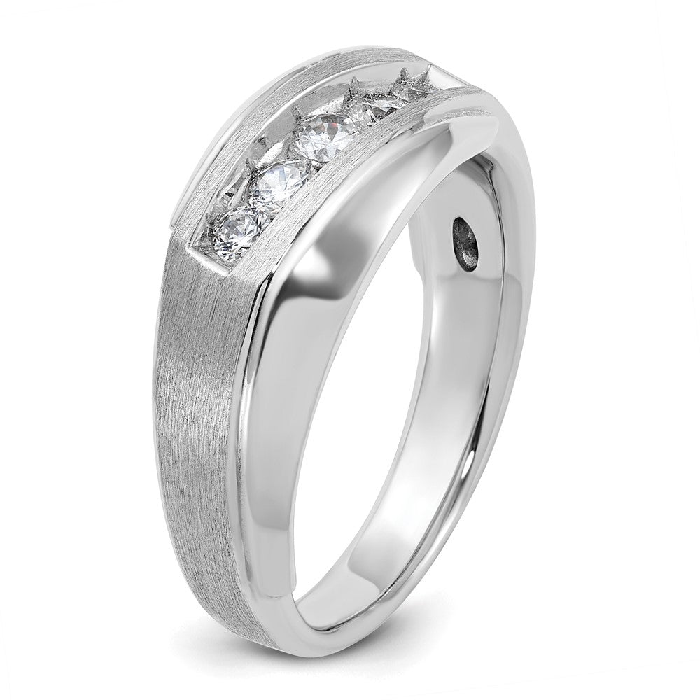 14k White Gold Men's Polished and Satin 1/2 carat Diamond Complete Ring