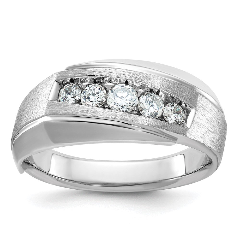 14k White Gold Men's Polished and Satin 1/2 carat Diamond Complete Ring