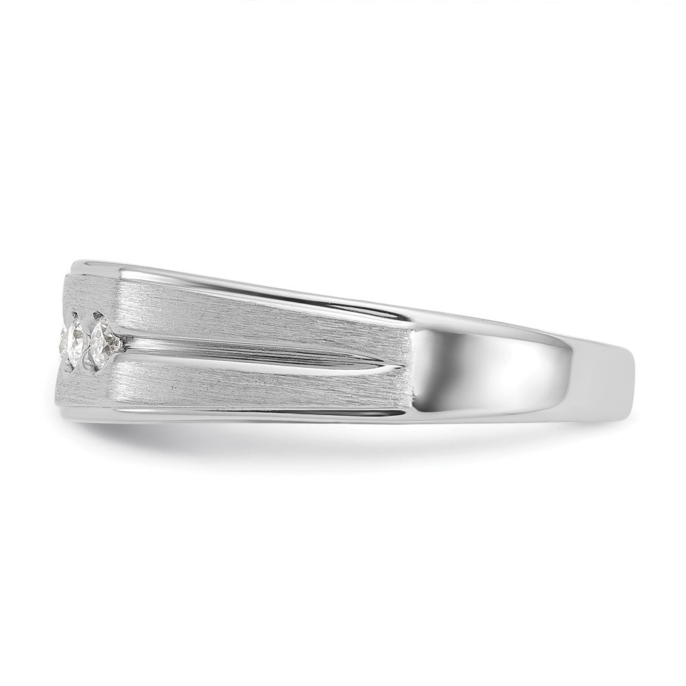 14k White Gold Men's Polished and Satin 1/4 carat Diamond Complete Ring