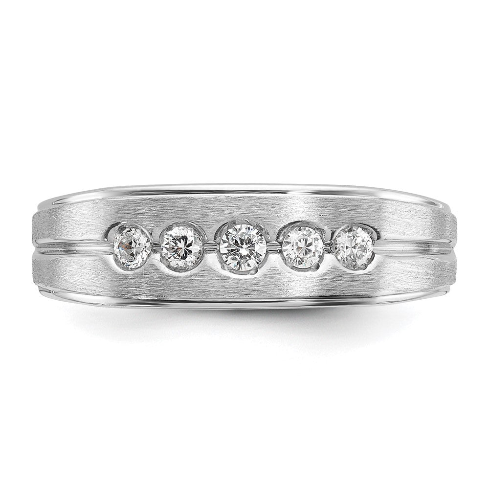 14k White Gold Men's Polished and Satin 1/4 carat Diamond Complete Ring