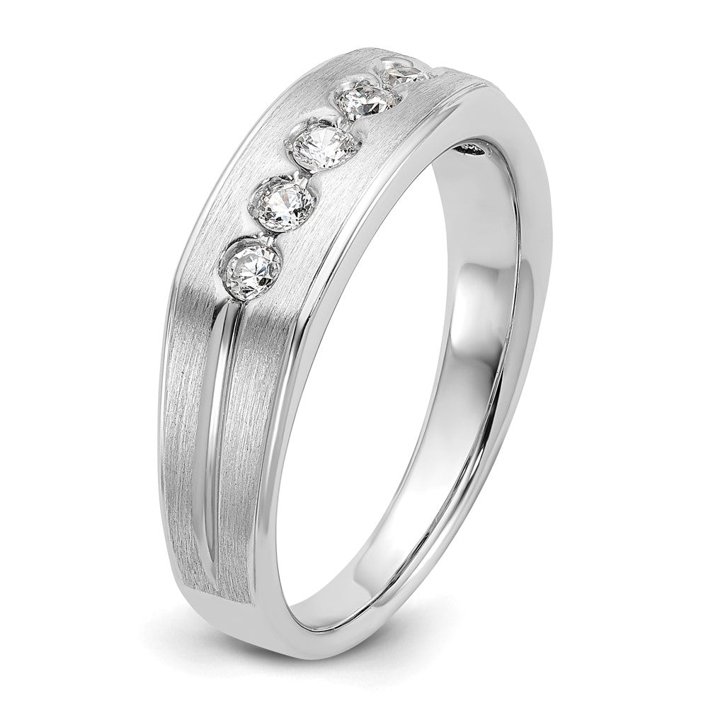 14k White Gold Men's Polished and Satin 1/4 carat Diamond Complete Ring