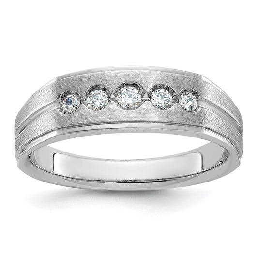 14k White Gold Men's Polished and Satin 1/4 carat Diamond Complete Ring