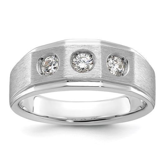 14k White Gold Men's Polished and Satin 3/8 carat Diamond Complete Ring