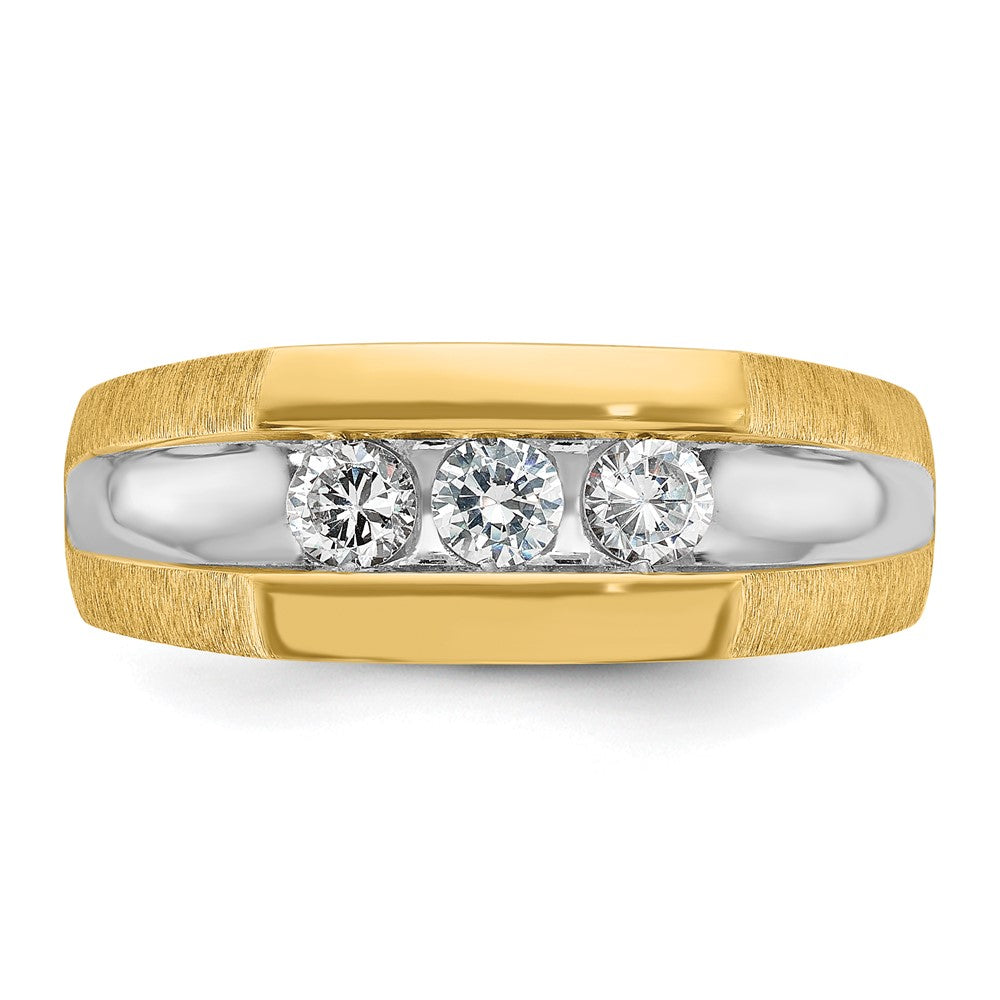 14k Yellow & Rhodium Gold with White Rhodium Men's 1/2 carat Diamond Complete Ring