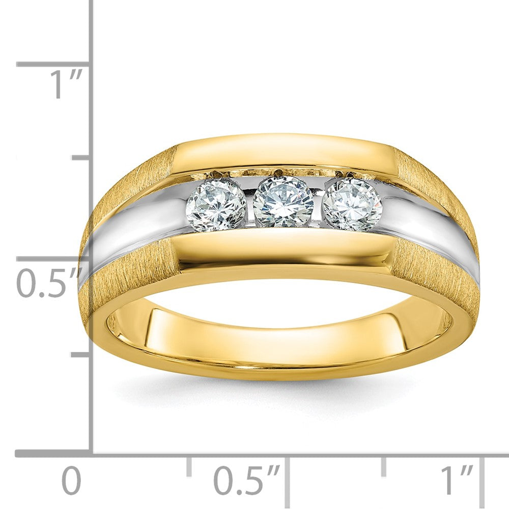 14k Yellow & Rhodium Gold with White Rhodium Men's 1/2 carat Diamond Complete Ring