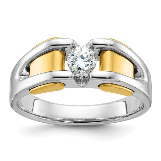 14k Two-tone Gold Men's 3/8 carat Diamond Complete Ring