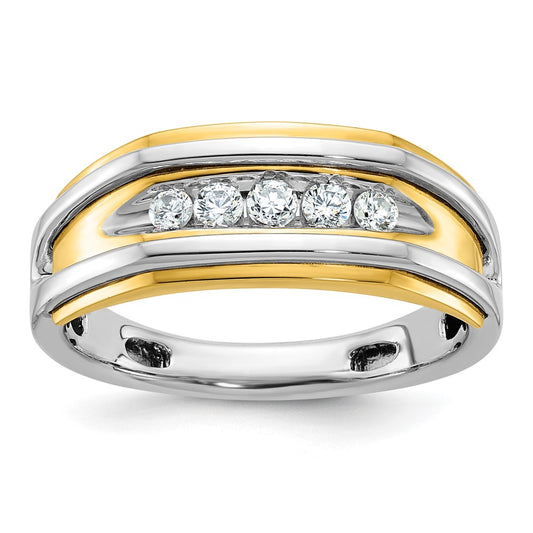 14k Two-tone Gold Men's 1/4 carat Diamond Complete Ring