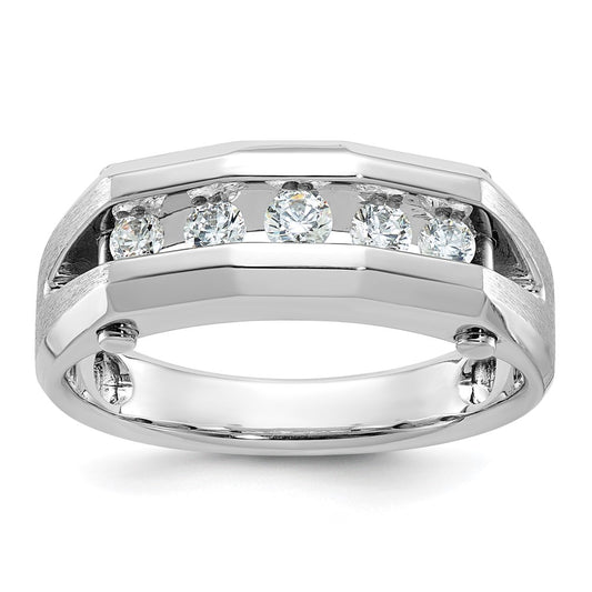 14k White Gold Men's Polished and Satin 3/4 carat Diamond Complete Ring