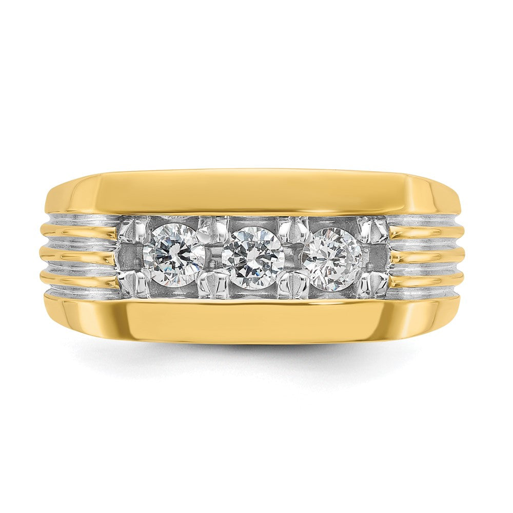 14k Yellow & Rhodium Gold with Rhodium Men's 1/2 carat Diamond Complete Ring