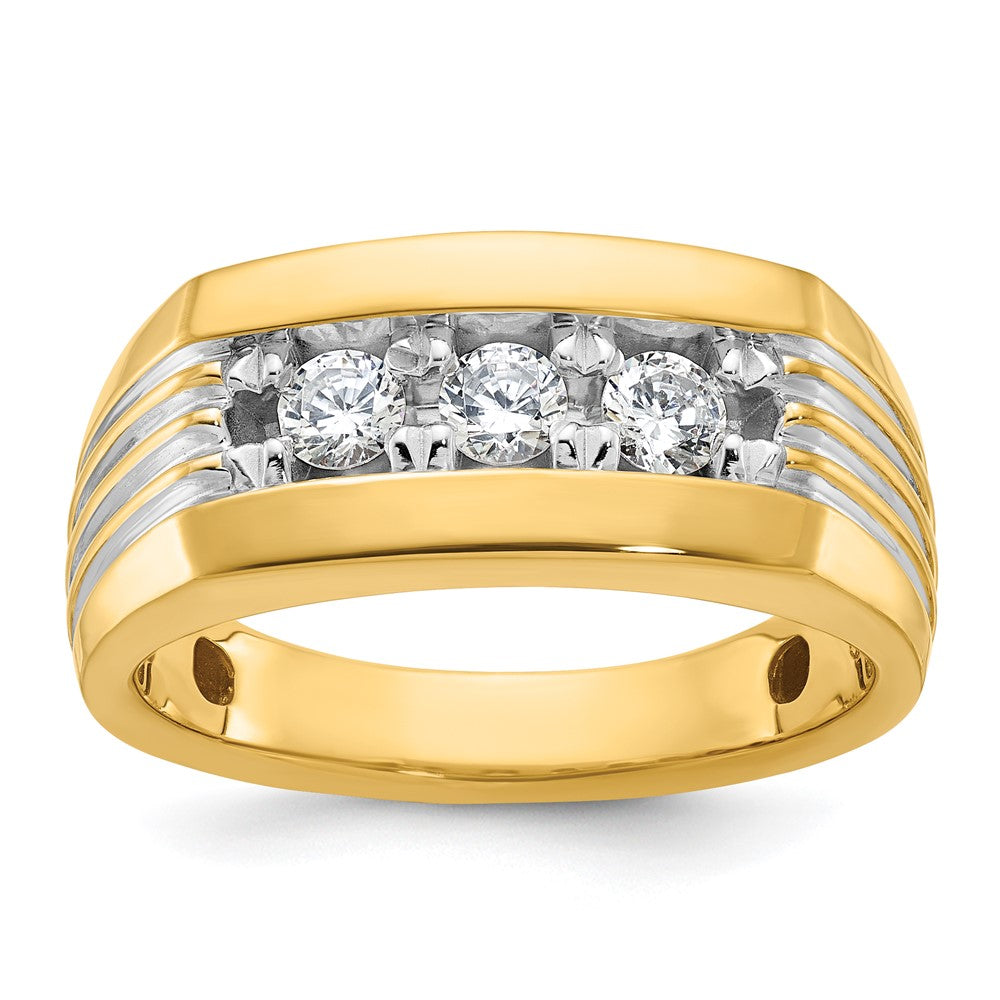 14k Yellow & Rhodium Gold with Rhodium Men's 1/2 carat Diamond Complete Ring